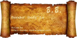 Bender Beáta névjegykártya