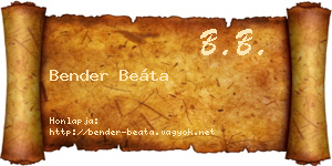 Bender Beáta névjegykártya